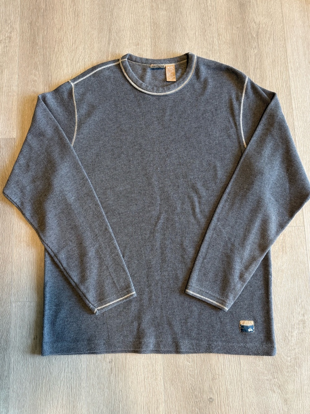 Y2k Quiksilver Grey Waffle Knit Long Sleeve Shirt Men’s XL